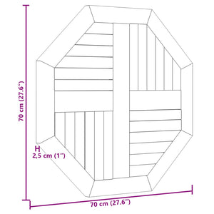 vidaXL Tischplatte 70x70x2,5 cm Achteckig Massivholz Teak