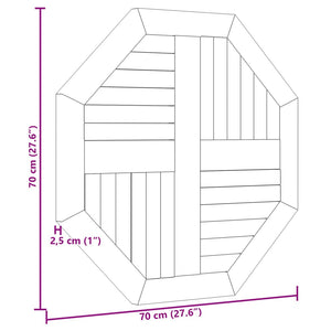 vidaXL Tischplatte 70x70x2,5 cm Achteckig Massivholz Teak