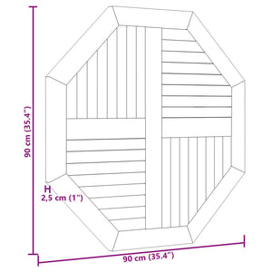 vidaXL Tischplatte 90x90x2,5 cm Achteckig Massivholz Teak