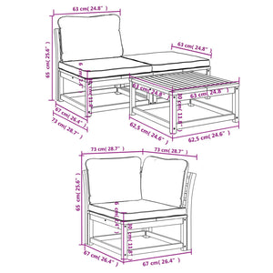 vidaXL 4-tlg. Garten-Lounge-Set mit Kissen Massivholz Akazie