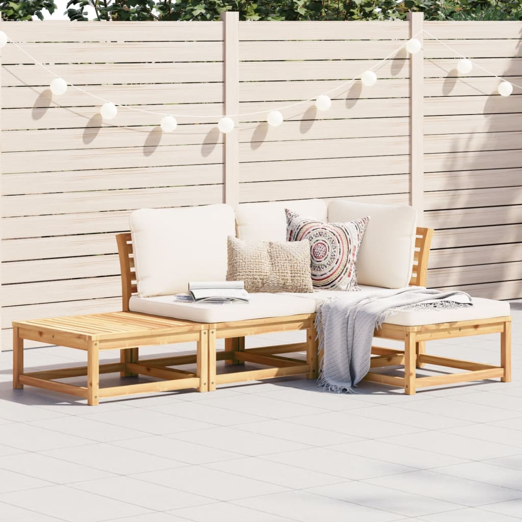 vidaXL 4-tlg. Garten-Lounge-Set mit Kissen Massivholz Akazie