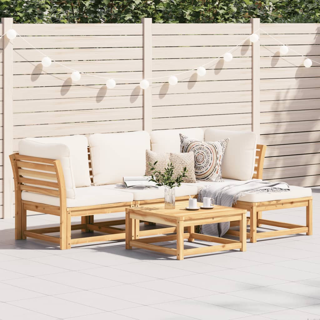 vidaXL 5-tlg. Garten-Lounge-Set mit Kissen Massivholz Akazie