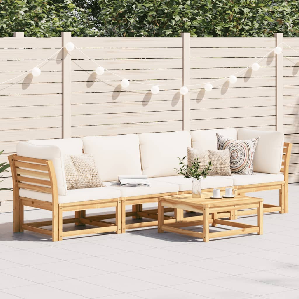 vidaXL 4-tlg. Garten-Lounge-Set mit Kissen Massivholz Akazie