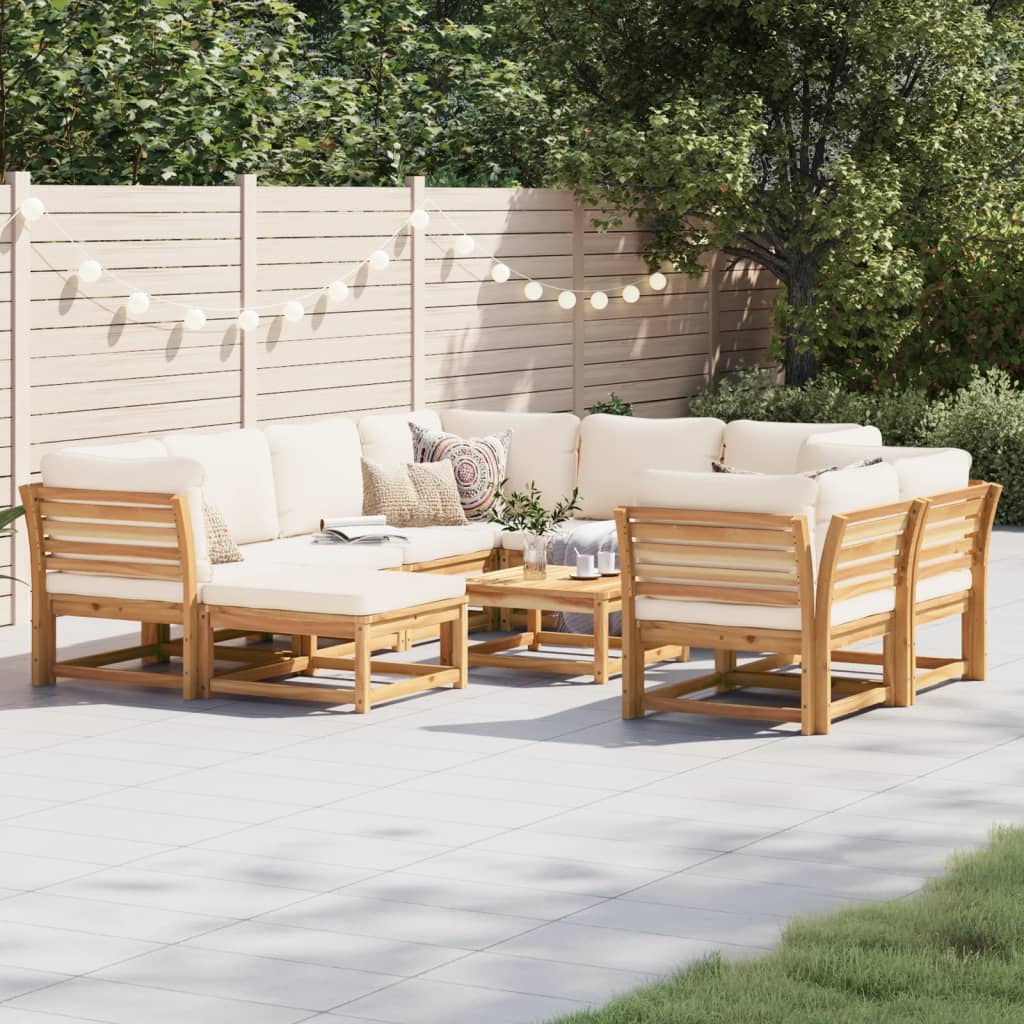 10-tlg. Garten-Lounge-Set mit Kissen Massivholz Akazie