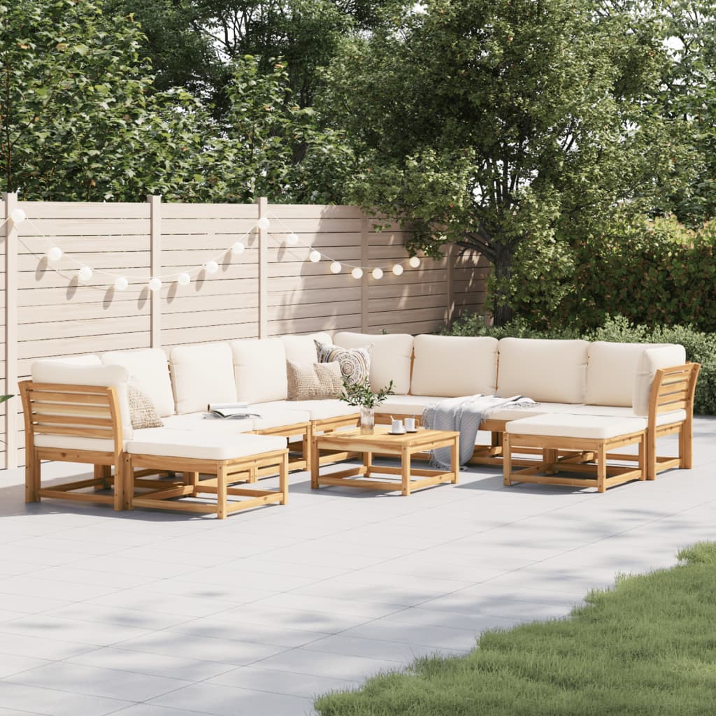 vidaXL 11-tlg. Garten-Lounge-Set mit Kissen Massivholz Akazie