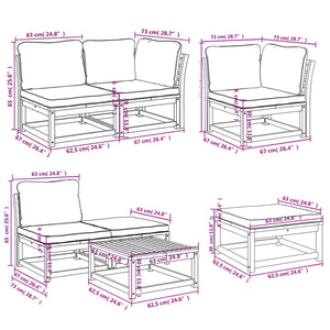 vidaXL 7-tlg. Garten-Lounge-Set mit Kissen Massivholz Akazie