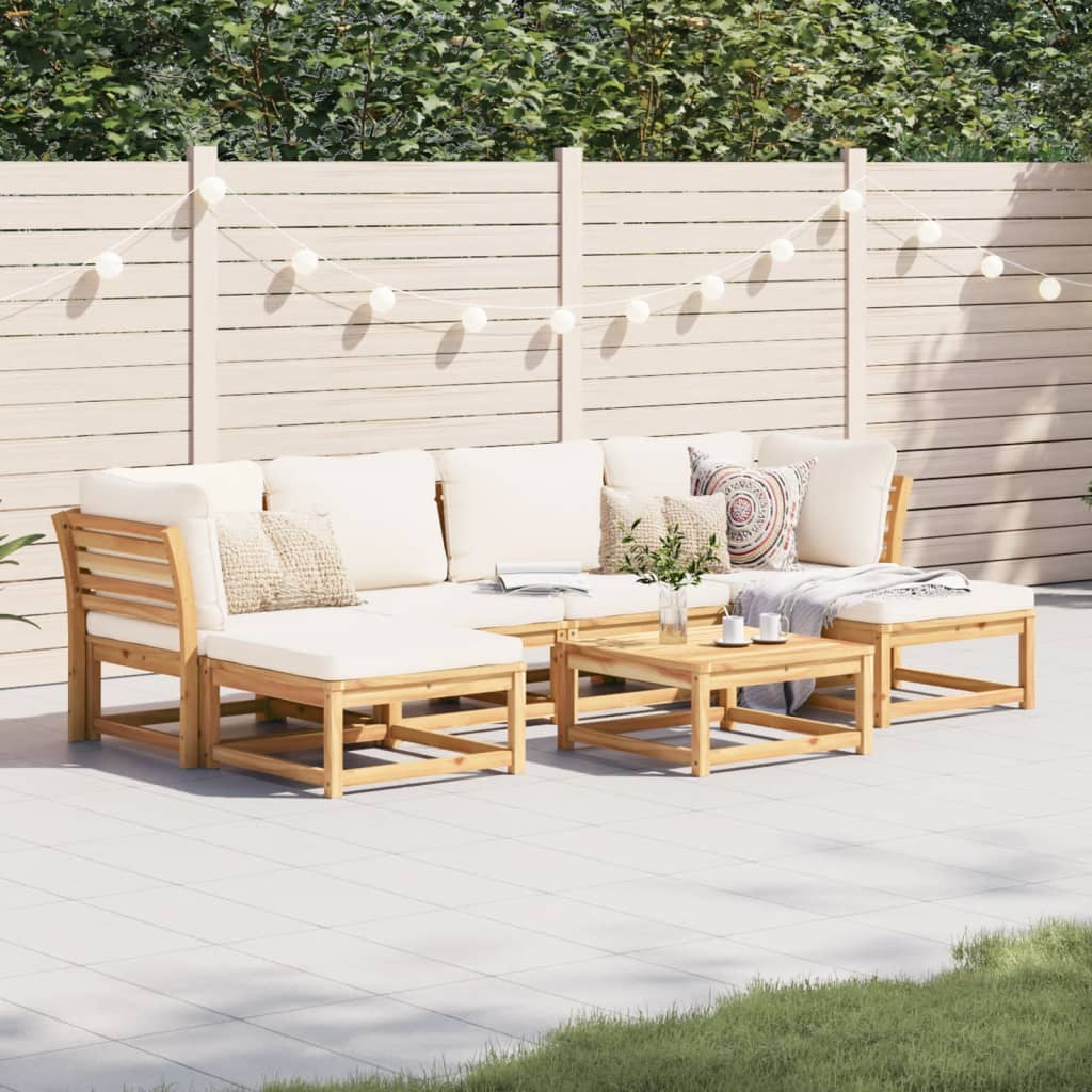 vidaXL 7-tlg. Garten-Lounge-Set mit Kissen Massivholz Akazie