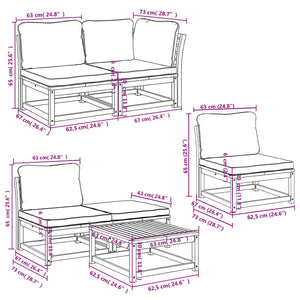 vidaXL 6-tlg. Garten-Lounge-Set mit Kissen Massivholz Akazie