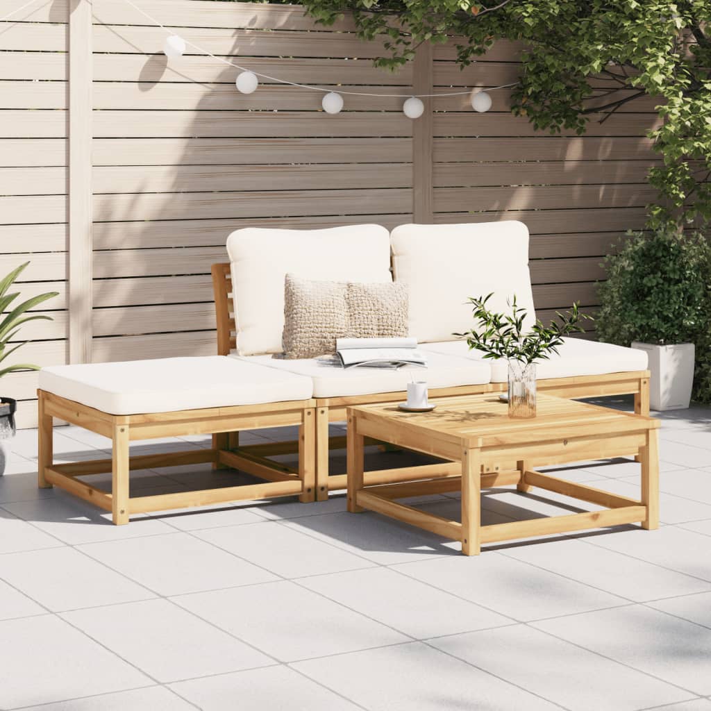 vidaXL 4-tlg. Garten-Lounge-Set mit Kissen Massivholz Akazie