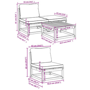 vidaXL 4-tlg. Garten-Lounge-Set mit Kissen Massivholz Akazie