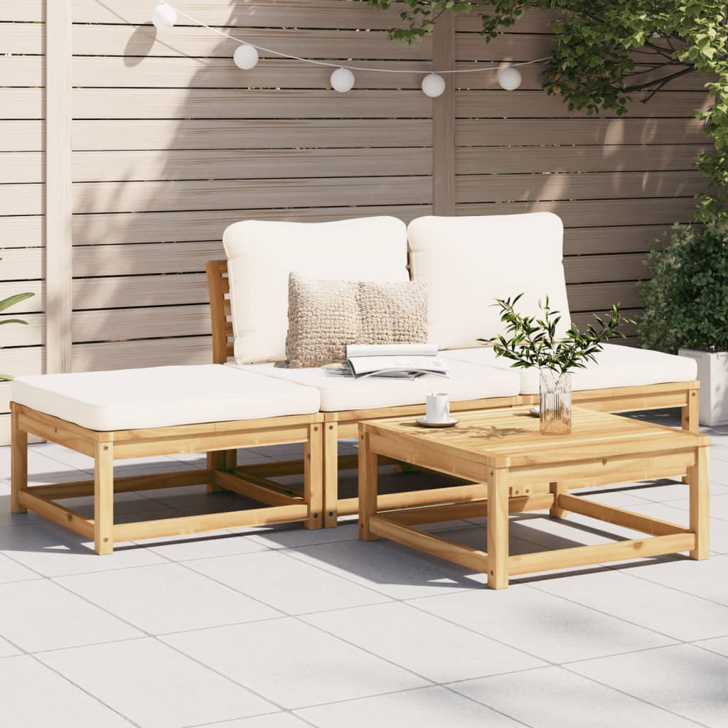 vidaXL 4-tlg. Garten-Lounge-Set mit Kissen Massivholz Akazie