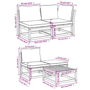 vidaXL 5-tlg. Garten-Lounge-Set mit Kissen Massivholz Akazie