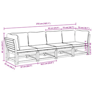 vidaXL 4-tlg. Garten-Lounge-Set mit Kissen Massivholz Akazie