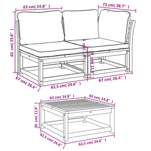 vidaXL 9-tlg. Garten-Lounge-Set mit Kissen Massivholz Akazie