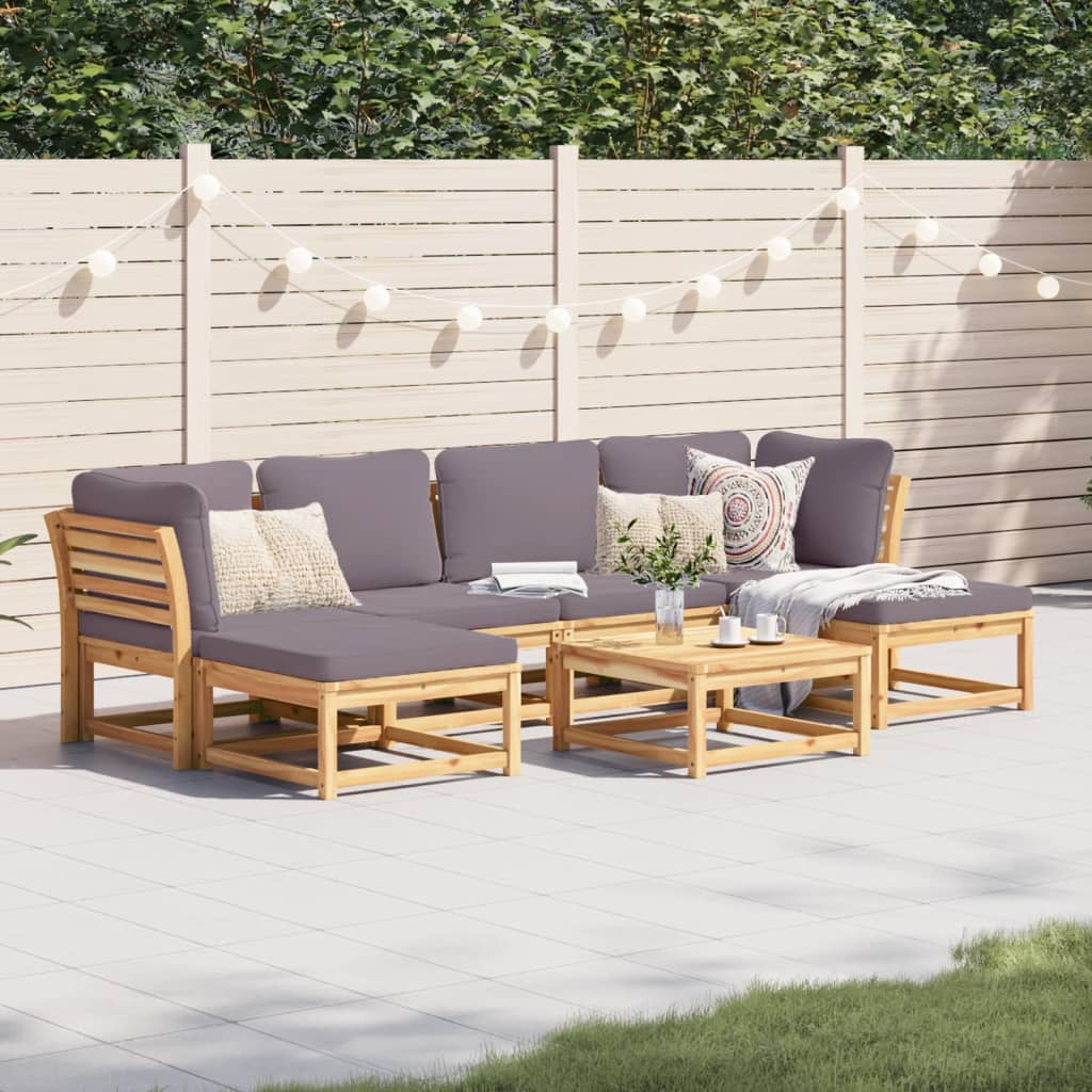 vidaXL 7-tlg. Garten-Lounge-Set mit Kissen Massivholz Akazie