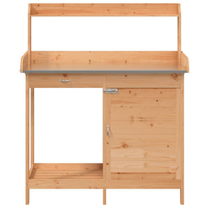 Pflanztisch mit Schrank Braun 110,5x45x124,5cm Massivholz Tanne