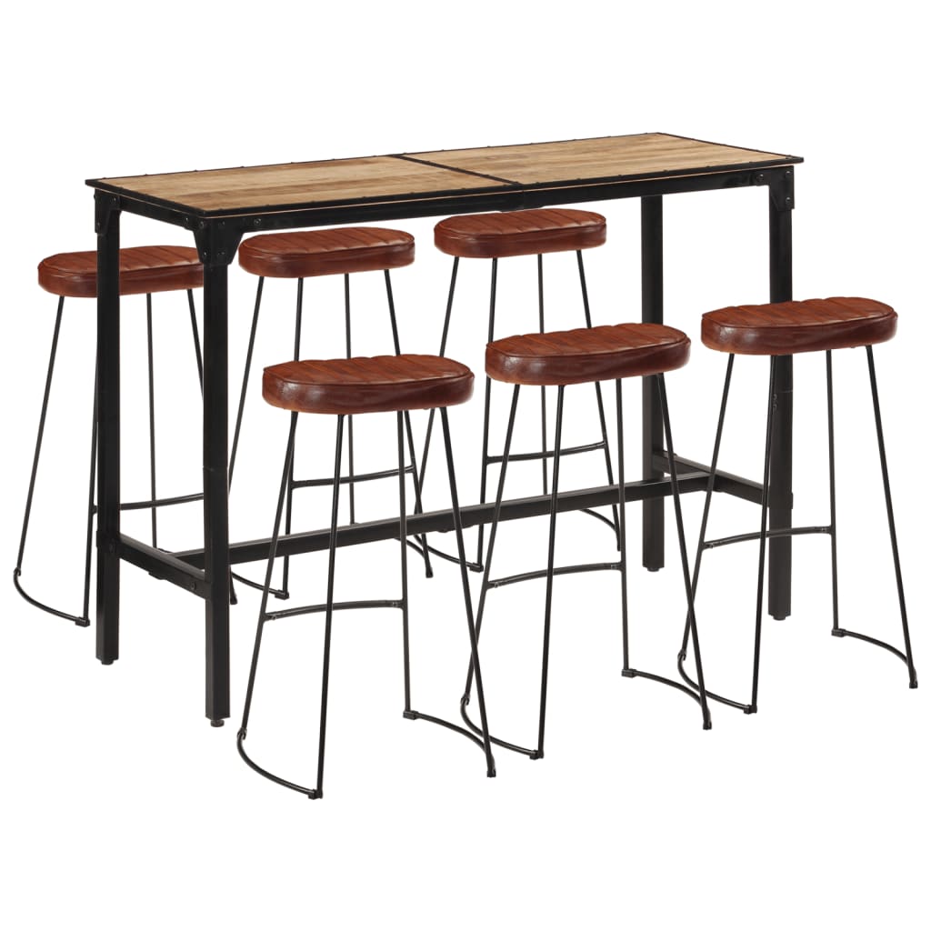 vidaXL 7-tlg. Bar-Set Raues Mangoholz und Metall