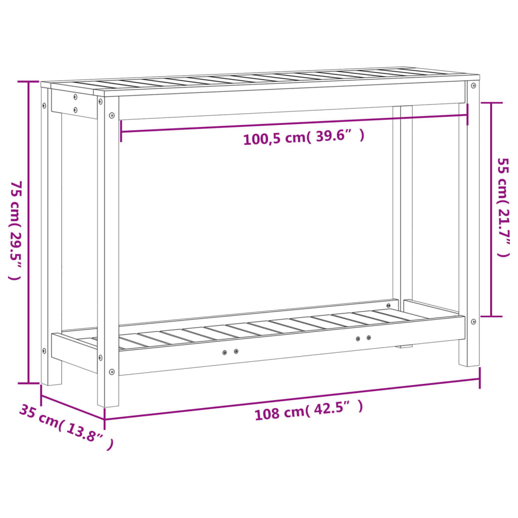 Pflanztisch mit Ablage 108x35x75 cm Massivholz Douglasie