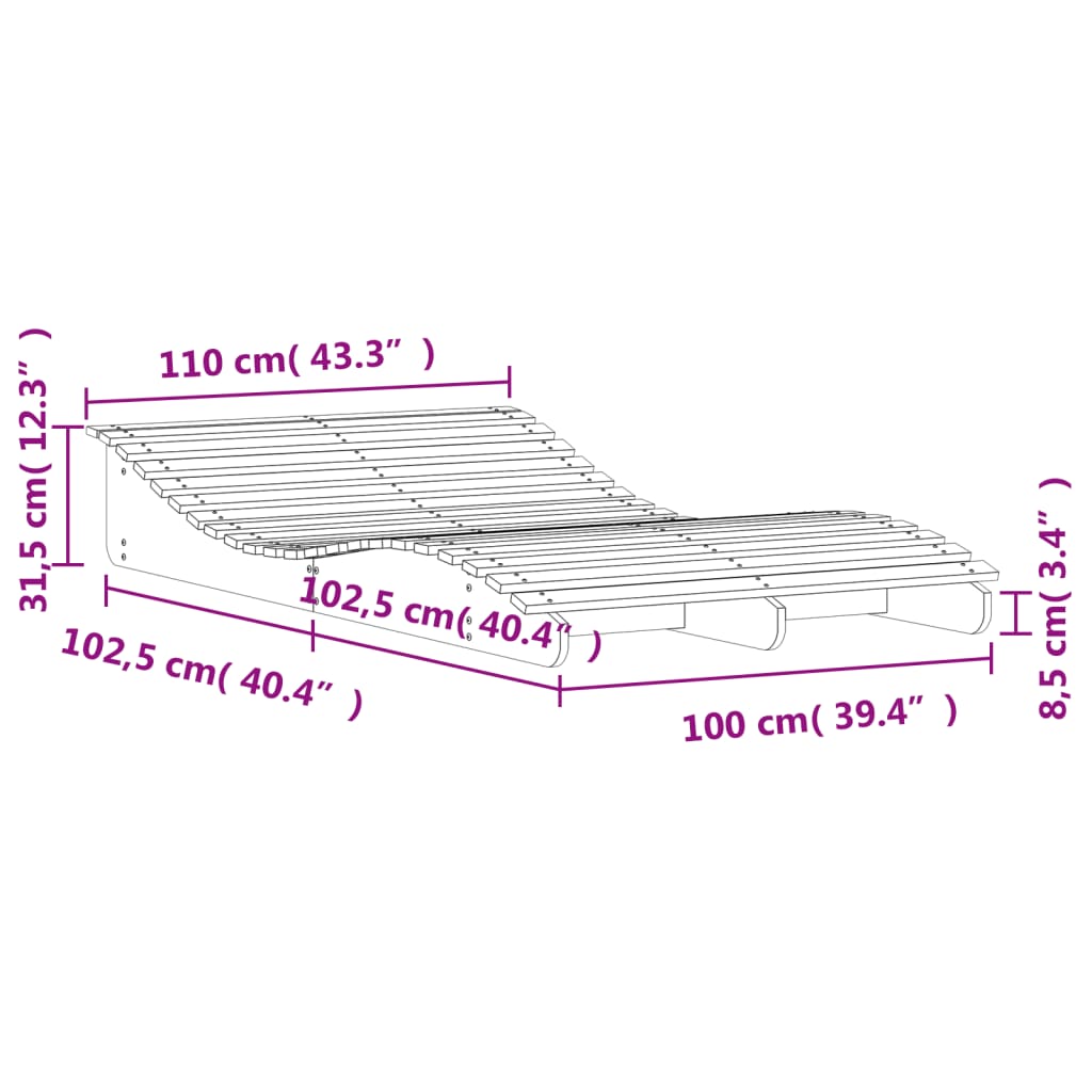 Sonnenliege 205x110x31,5 cm Massivholz Douglasie