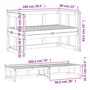 vidaXL 2-in-1 Gartensofa Verlängerbar Massivholz Kiefer