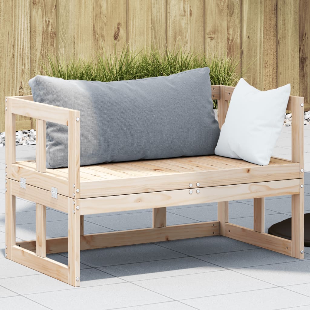 vidaXL 2-in-1 Gartensofa Verlängerbar Massivholz Kiefer