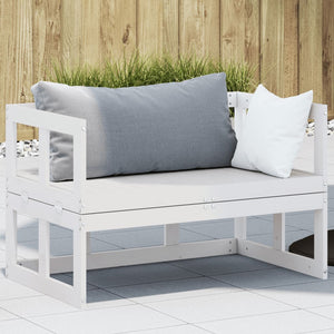 vidaXL 2-in-1 Gartensofa Verlängerbar Weiß Massivholz Kiefer