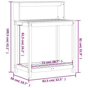 Pflanztisch mit Ablagen Braun 82,5x50x109,5cm Massivholz Kiefer