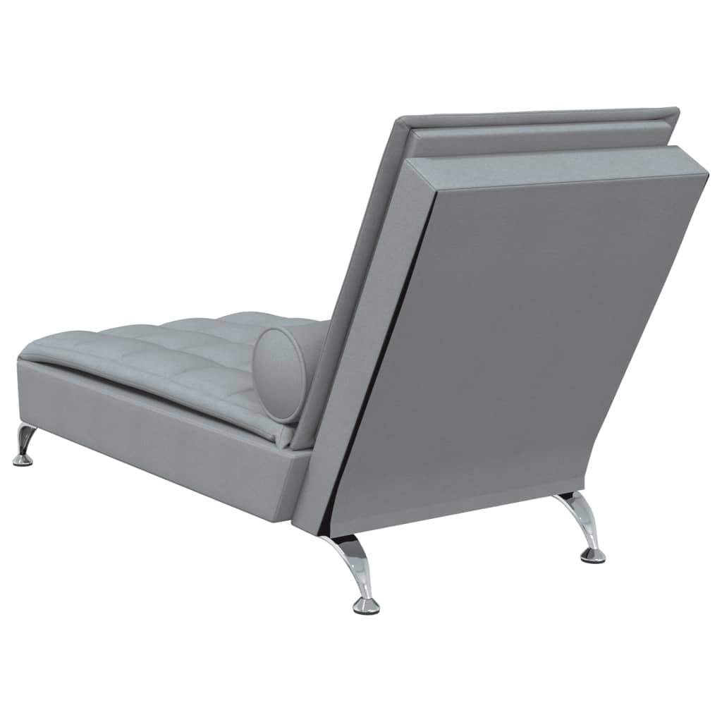 Massage-Chaiselongue mit Nackenrolle Hellgrau Stoff