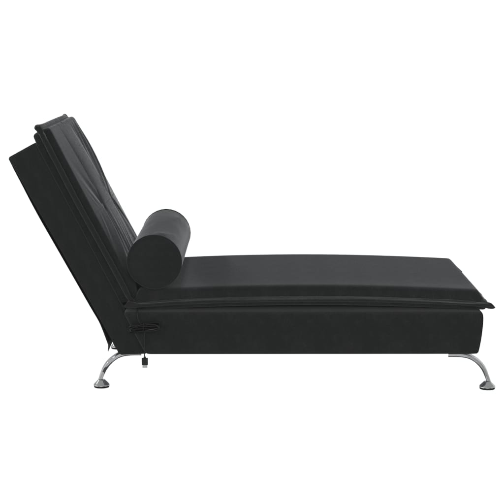 Massage-Chaiselongue mit Nackenrolle Schwarz Samt Stilecasa