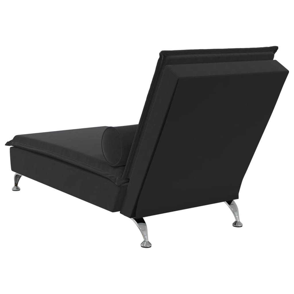 Massage-Chaiselongue mit Nackenrolle Schwarz Samt Stilecasa