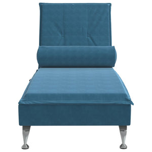 Massage-Chaiselongue mit Nackenrolle Blau Samt