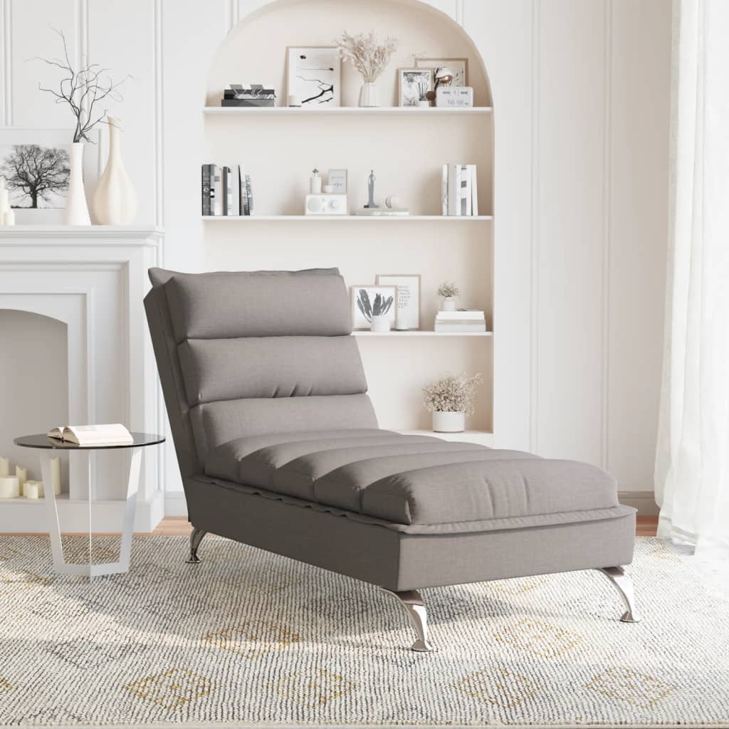 Chaiselongue mit Kissen Taupe Stoff