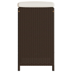 vidaXL Garten-Barhocker mit Kissen 2 Stk. Braun Poly Rattan