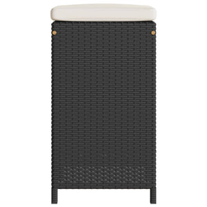 vidaXL Garten-Barhocker mit Kissen 2 Stk. Schwarz Poly Rattan