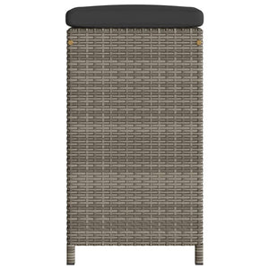 vidaXL Garten-Barhocker mit Kissen 2 Stk. Grau Poly Rattan