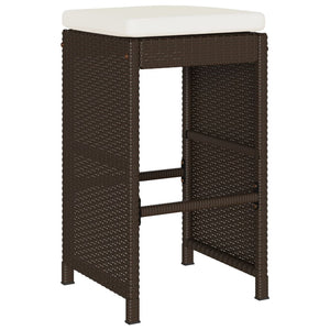 Garten-Barhocker mit Kissen 4 Stk. Braun Poly Rattan