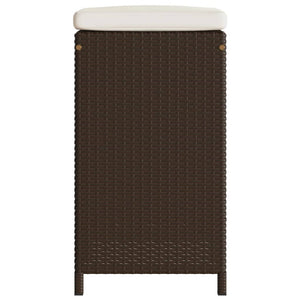 Garten-Barhocker mit Kissen 4 Stk. Braun Poly Rattan