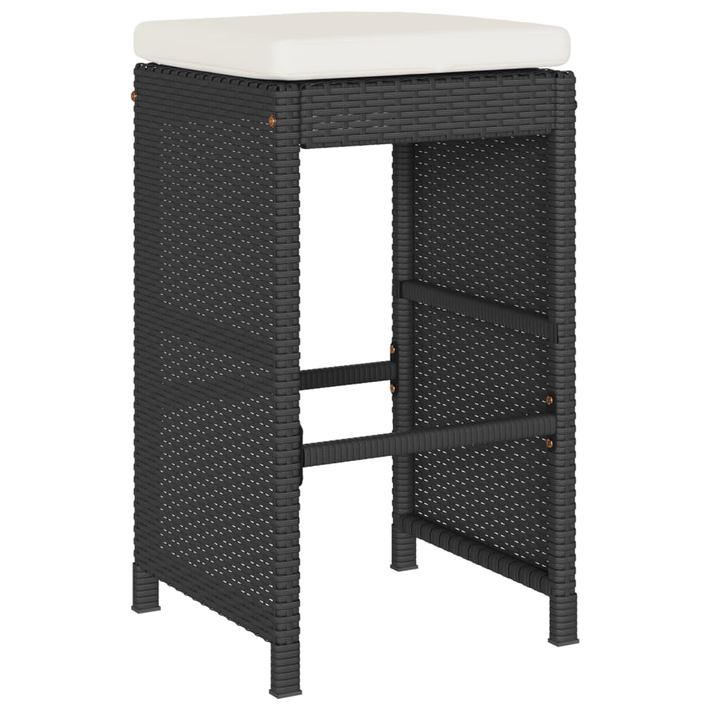 Garten-Barhocker mit Kissen 4 Stk. Schwarz Poly Rattan VIDAXL