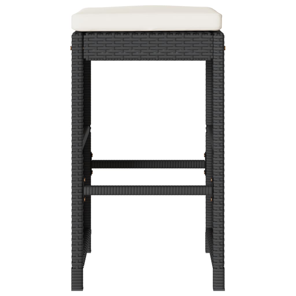 Garten-Barhocker mit Kissen 4 Stk. Schwarz Poly Rattan VIDAXL