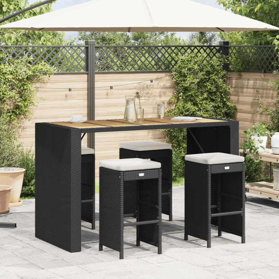 Garten-Barhocker mit Kissen 4 Stk. Schwarz Poly Rattan VIDAXL