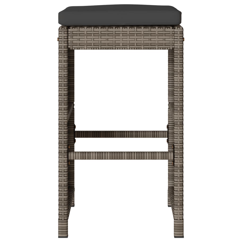 vidaXL Garten-Barhocker mit Kissen 6 Stk. Grau Poly Rattan