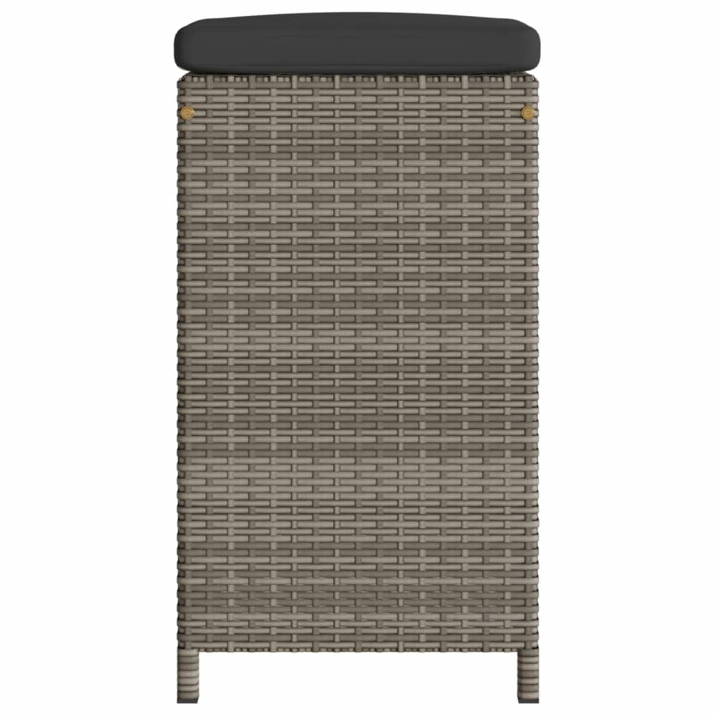 vidaXL Garten-Barhocker mit Kissen 6 Stk. Grau Poly Rattan