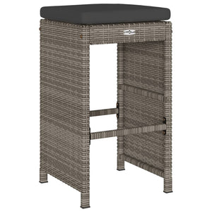 vidaXL Garten-Barhocker mit Kissen 6 Stk. Grau Poly Rattan