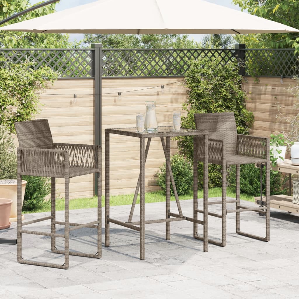 vidaXL Garten-Bartisch Grau 70x70x110 cm Poly Rattan