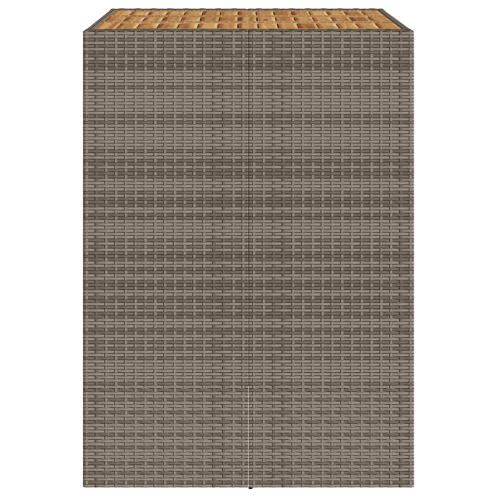 vidaXL Garten-Bartisch mit Holzplatte Grau 105x80x110 cm Polyrattan