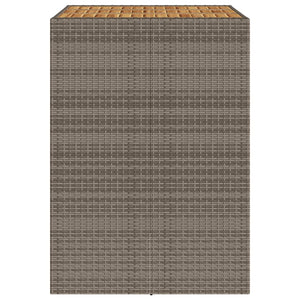 Garten-Bartisch mit Holzplatte Grau 105x80x110 cm Polyrattan