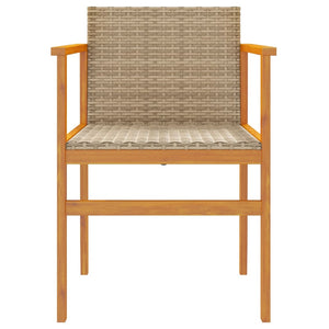 vidaXL Gartenstühle 2 Stk. Beige Poly Rattan und Massivholz