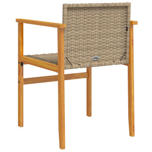 vidaXL Gartenstühle 2 Stk. Beige Poly Rattan und Massivholz