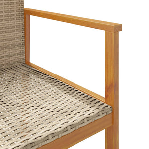 vidaXL Gartenstühle 2 Stk. Beige Poly Rattan und Massivholz