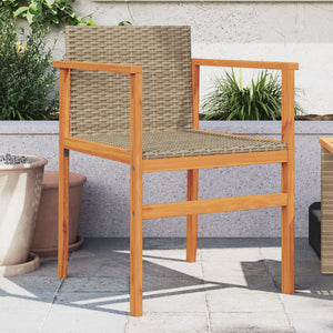 vidaXL Gartenstühle 2 Stk. Beige Poly Rattan und Massivholz